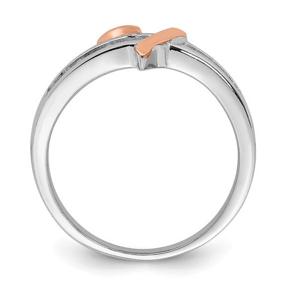 925 Sterling Silver Rhodium-plated Vermeil Polished Heart CZ Ring - Picture 2 of 6